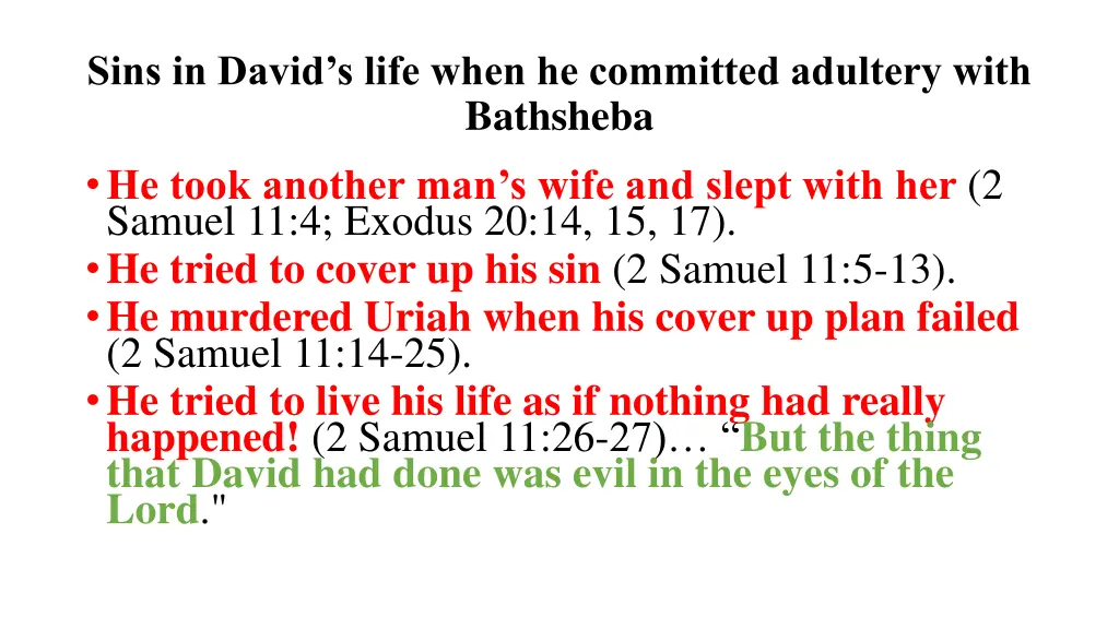 sins in david s life when he committed adultery