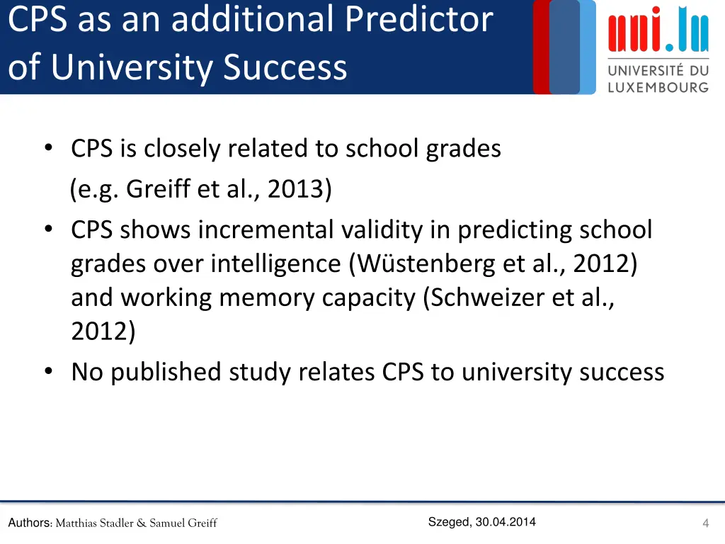 cps as an additional predictor of university