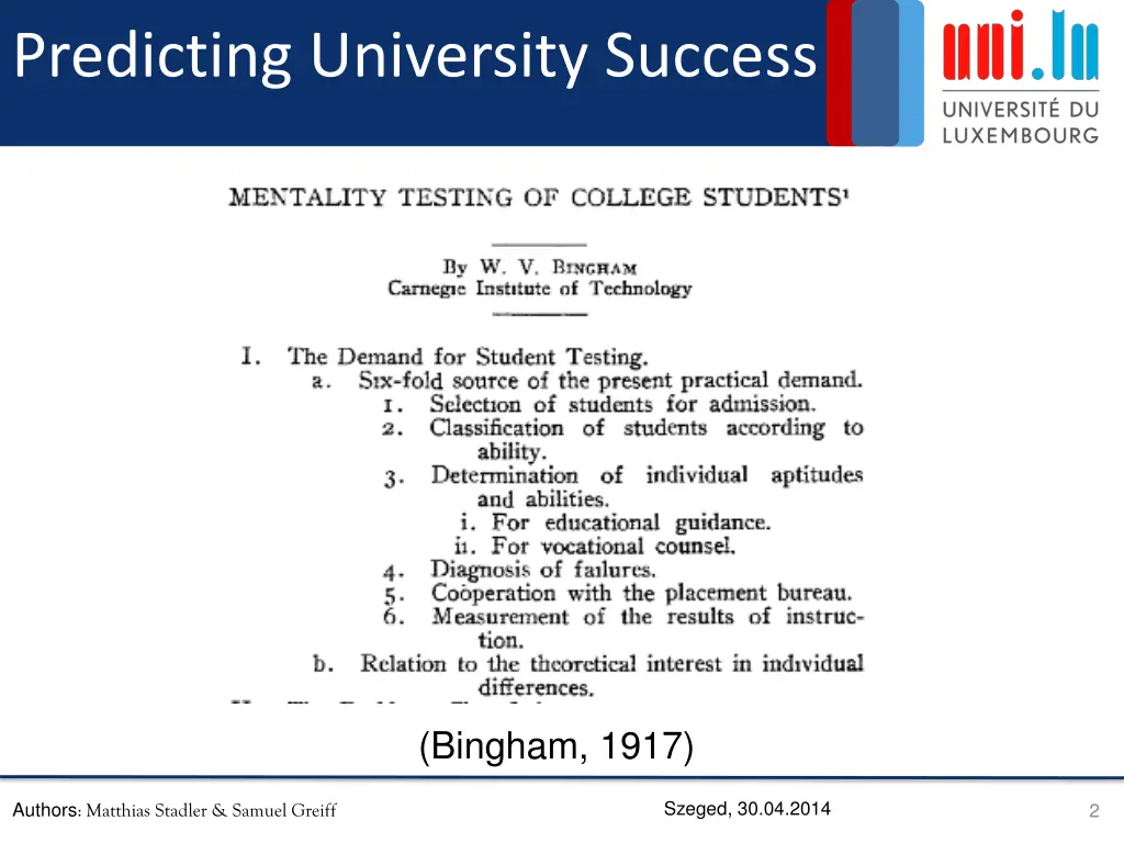 predicting university success