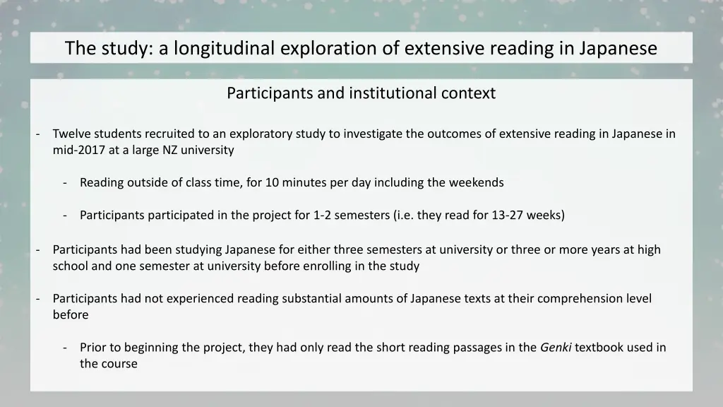 the study a longitudinal exploration of extensive