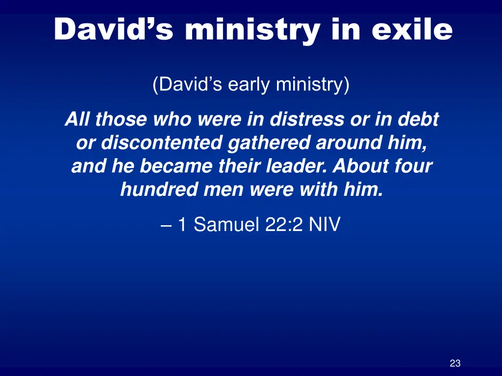 david s ministry in exile