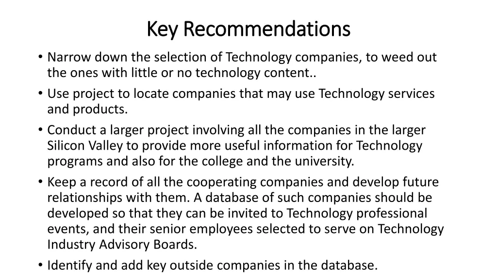 key recommendations key recommendations