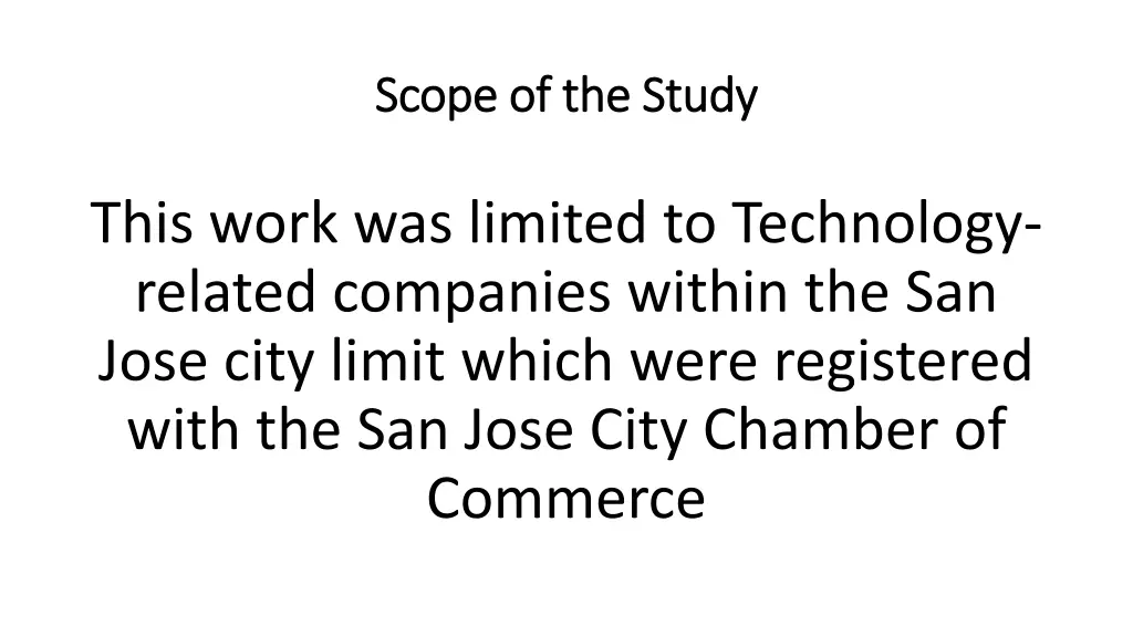 scope of the study scope of the study