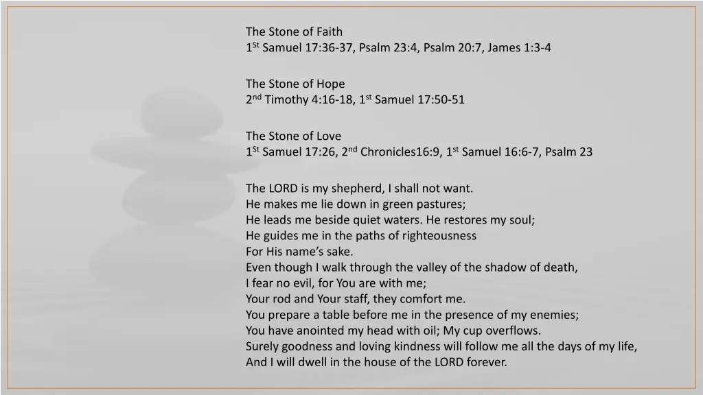 the stone of faith 1 st samuel 17 36 37 psalm