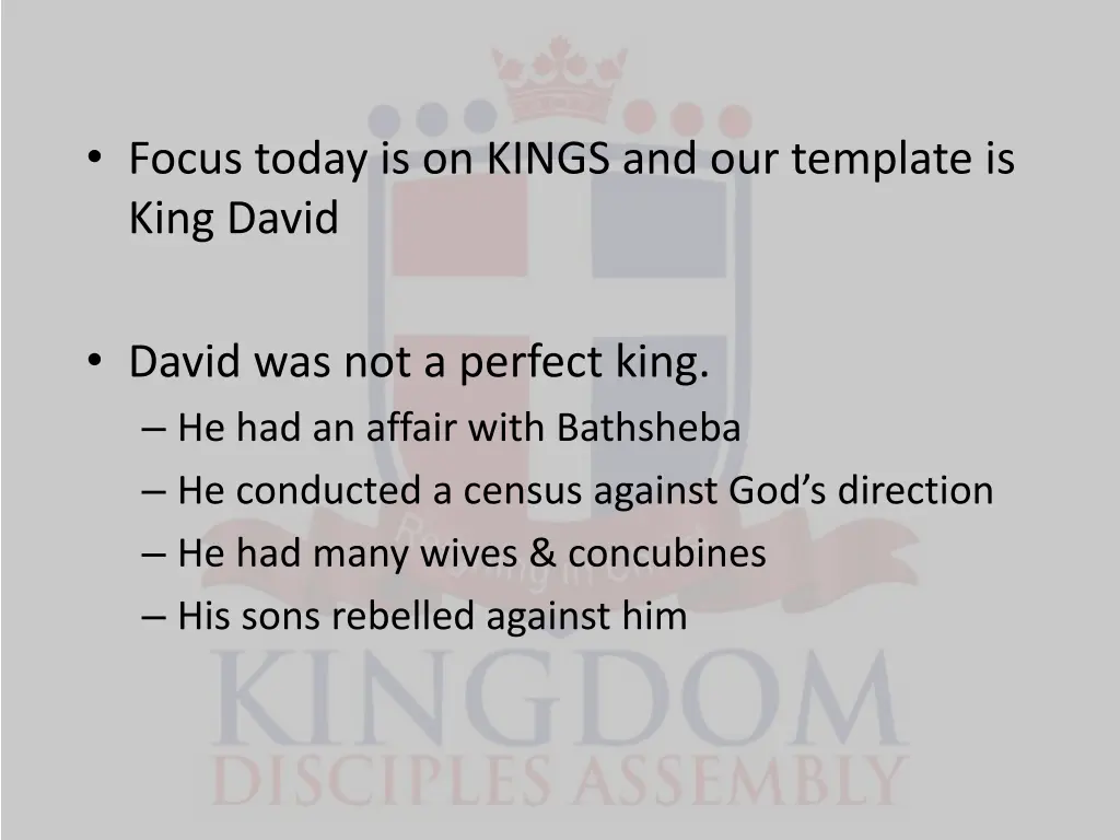 focus today is on kings and our template is king