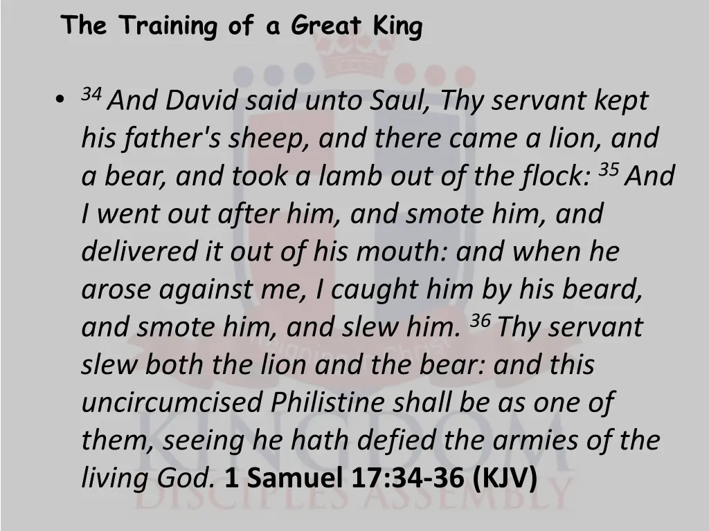 the training of a great king