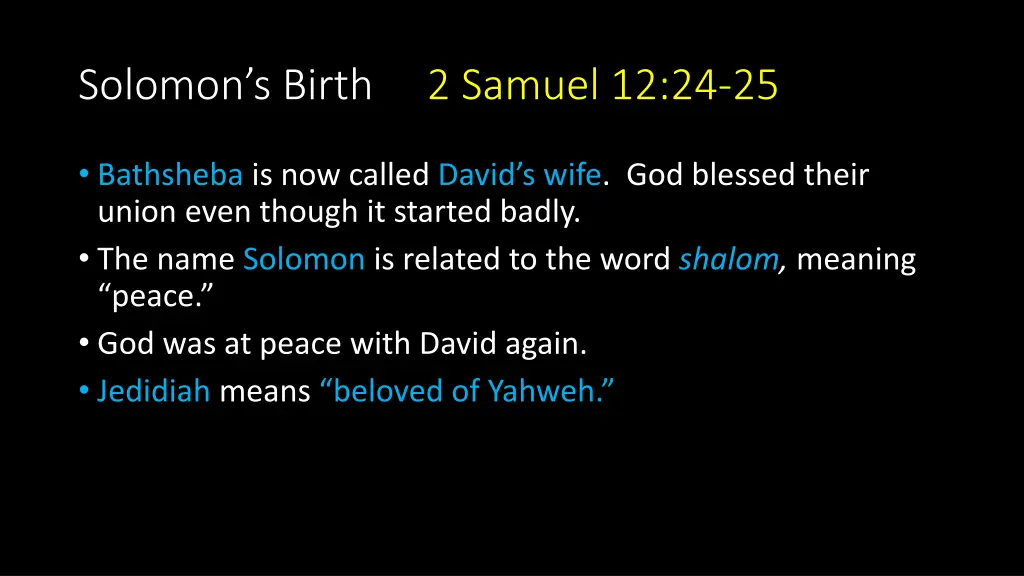 solomon s birth 2 samuel 12 24 25 1