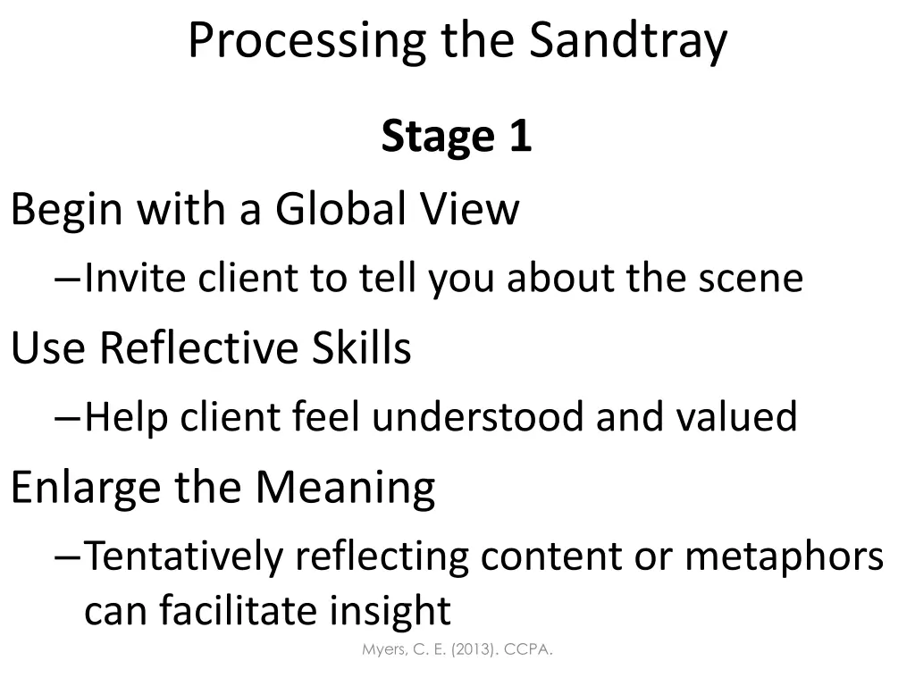 processing the sandtray