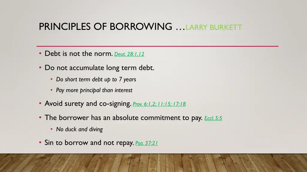 principles of borrowing larry burkett