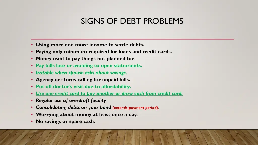 signs of debt problems