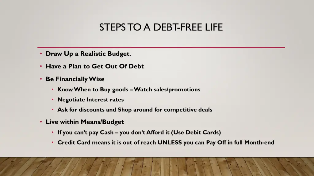 steps to a debt free life