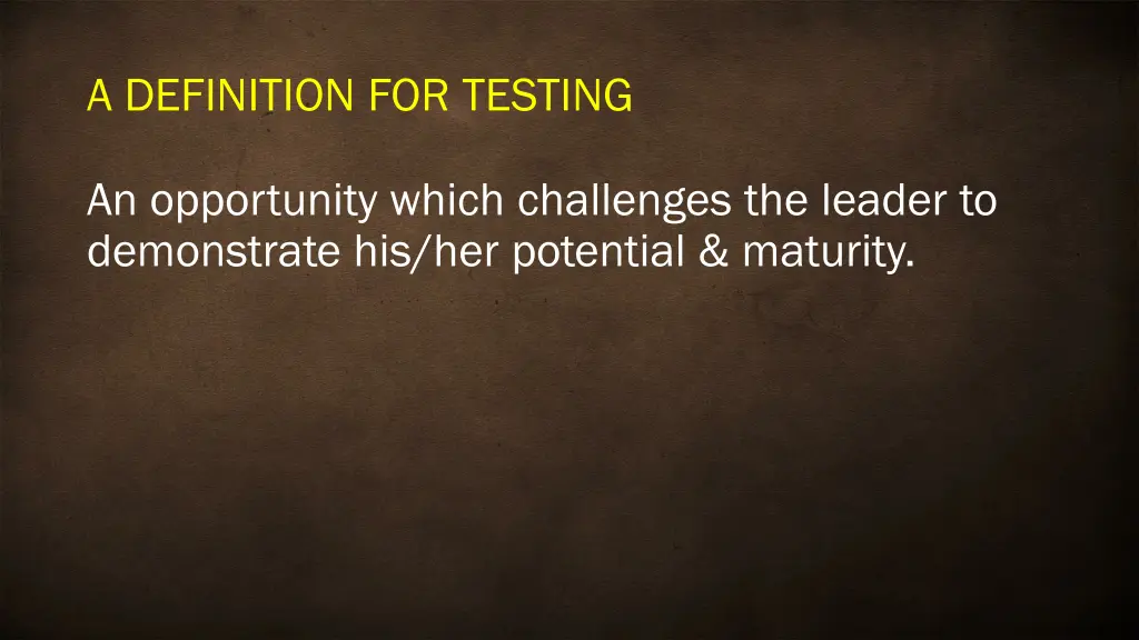 a definition for testing