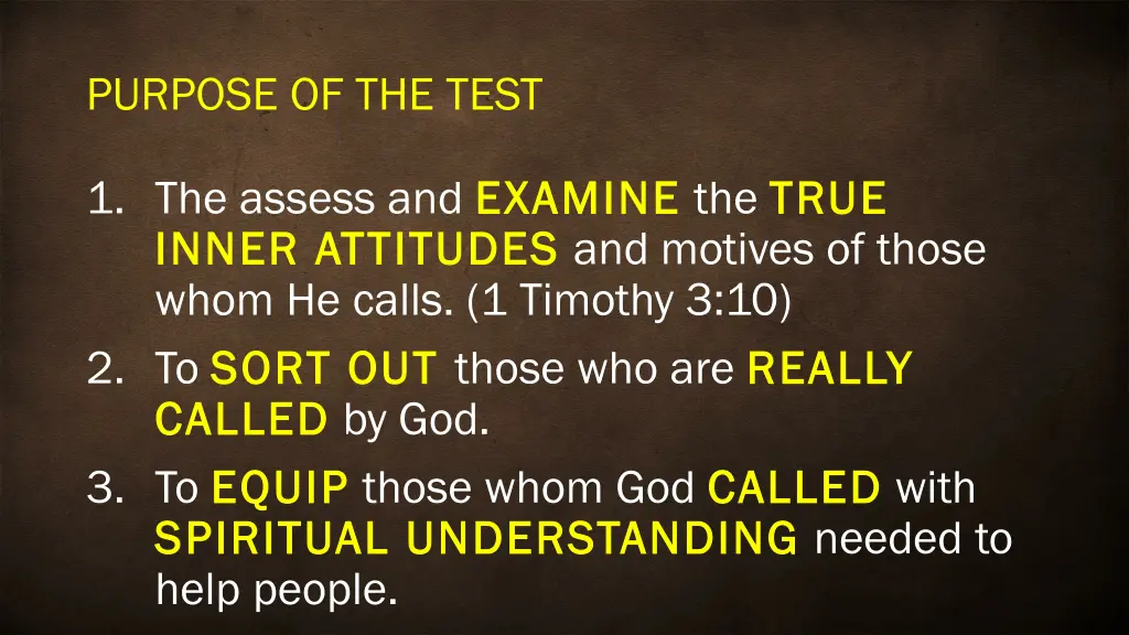 purpose of the test 1