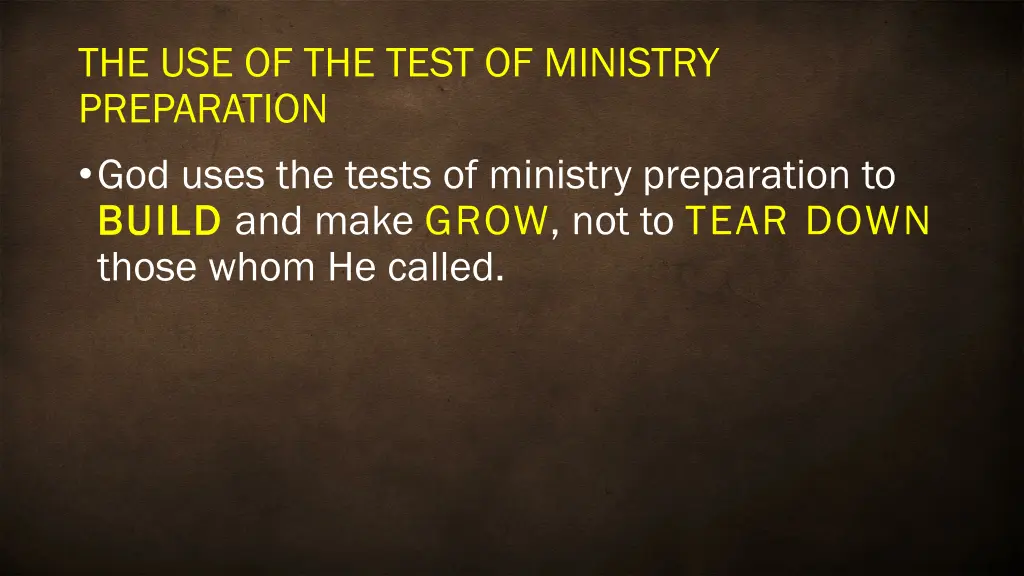 the use of the test of ministry preparation