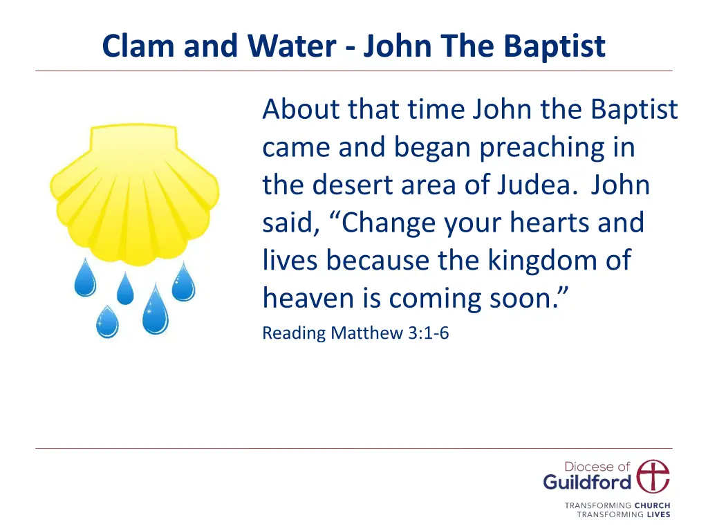 clam and water john the baptist