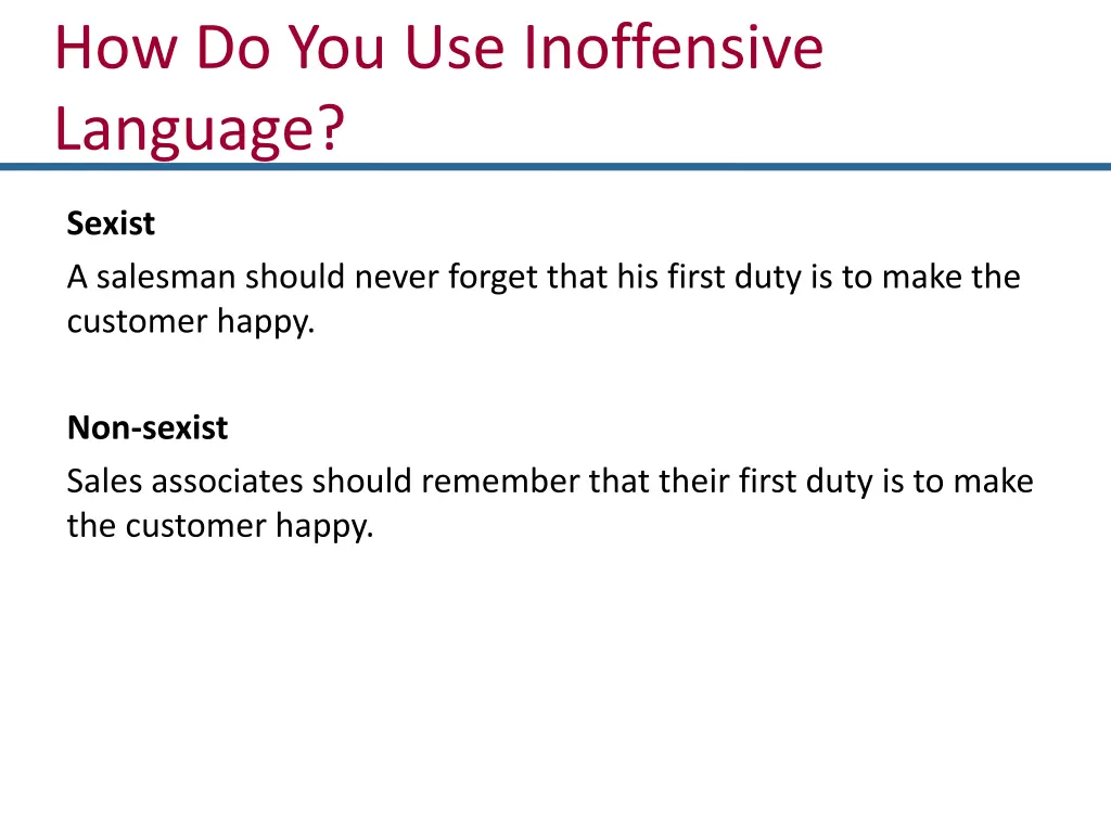 how do you use inoffensive language 1