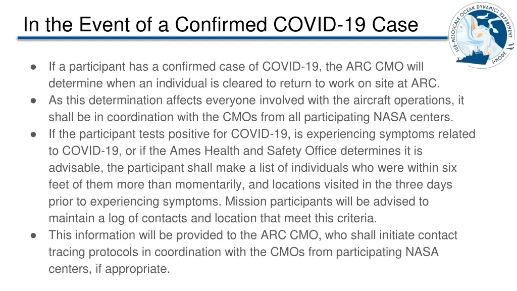 in the event of a confirmed covid 19 case