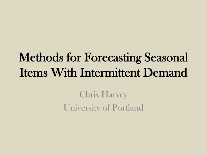 methods for forecasting seasonal methods