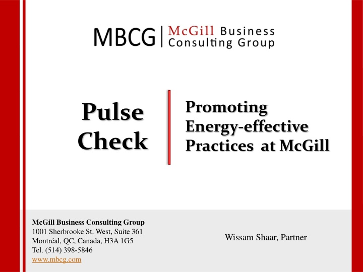 promoting energy effective practices at mcgill