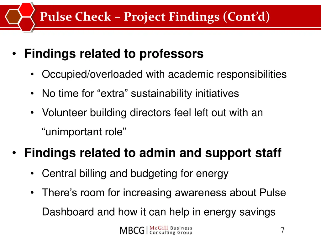 pulse check project findings cont d