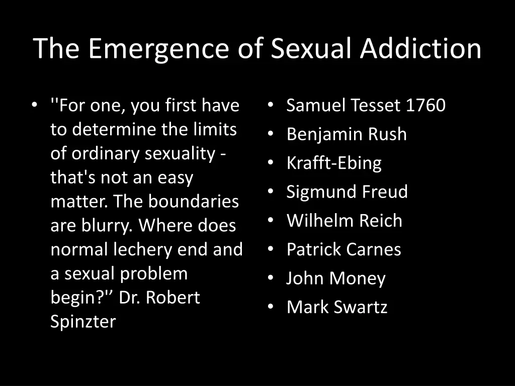 the emergence of sexual addiction