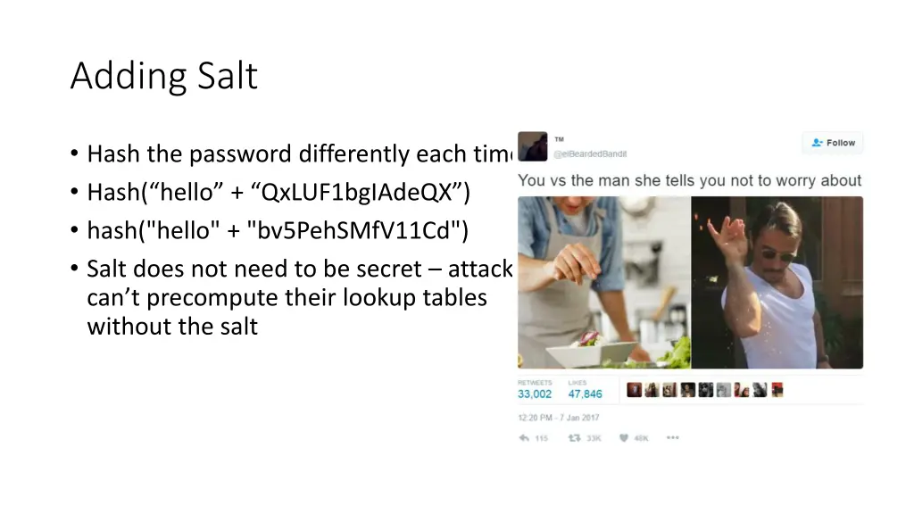 adding salt