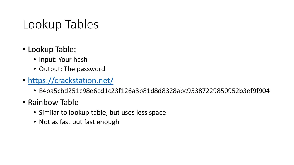 lookup tables