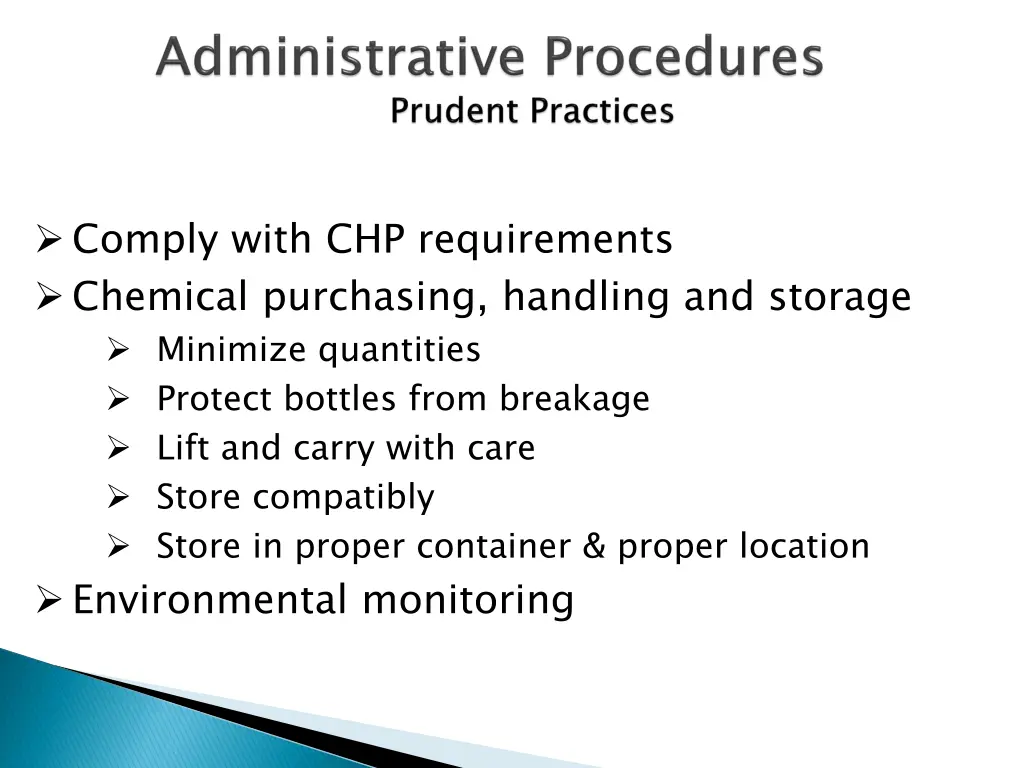 comply with chp requirements chemical purchasing