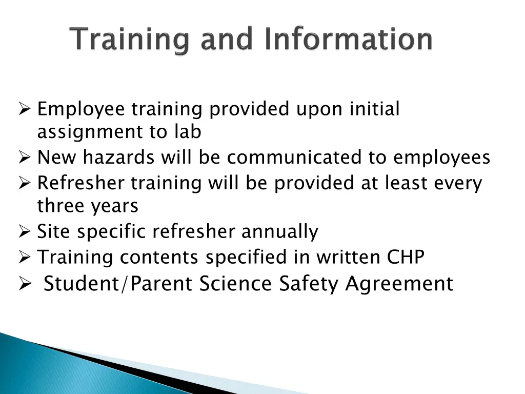 employee training provided upon initial