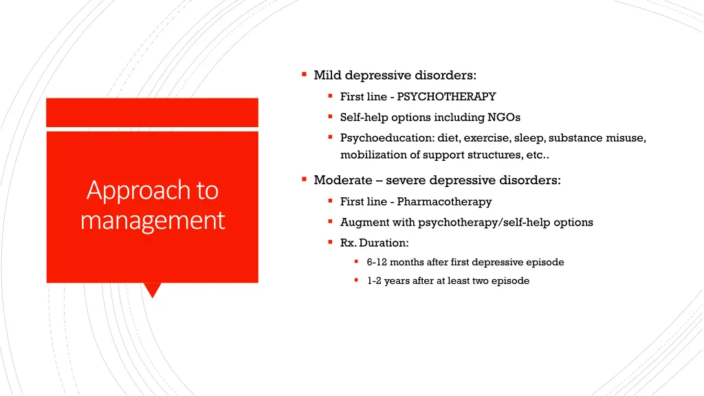 mild depressive disorders first line