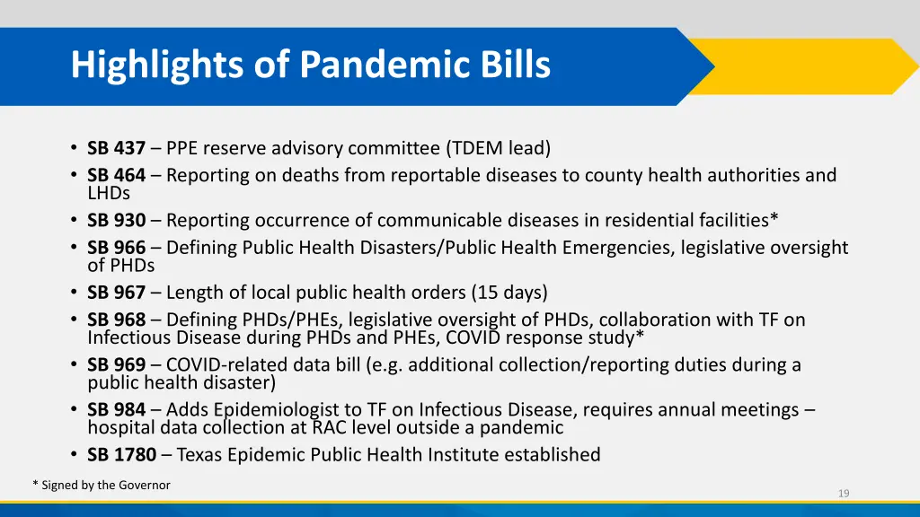 highlights of pandemic bills