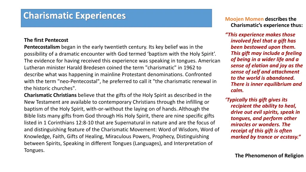 charismatic experiences