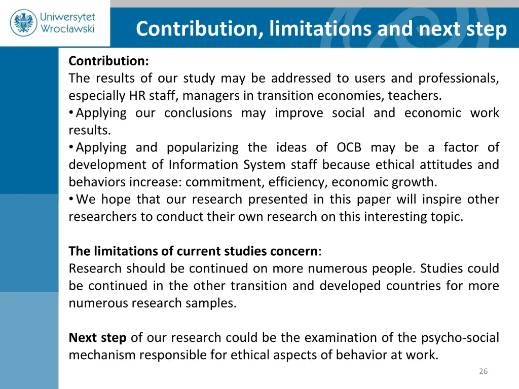 contribution limitations and next step