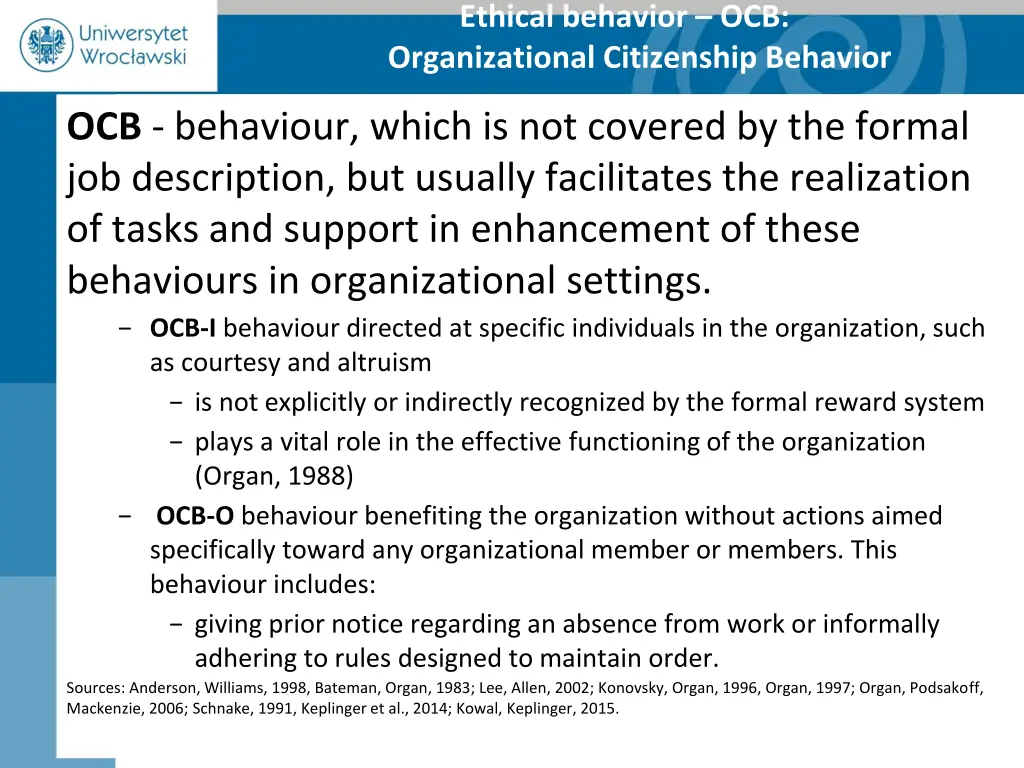 ethical behavior ocb organizational citizenship