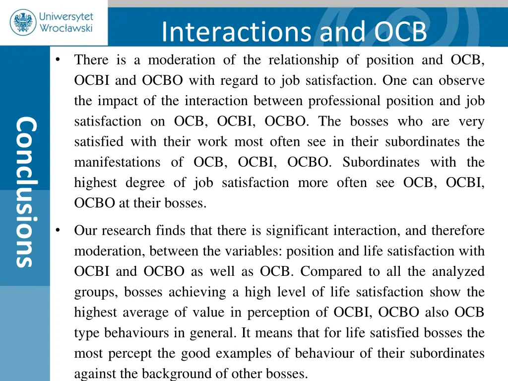 interactions and ocb there is a moderation