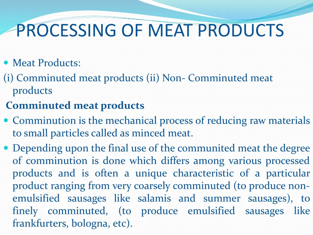 processing of meat products