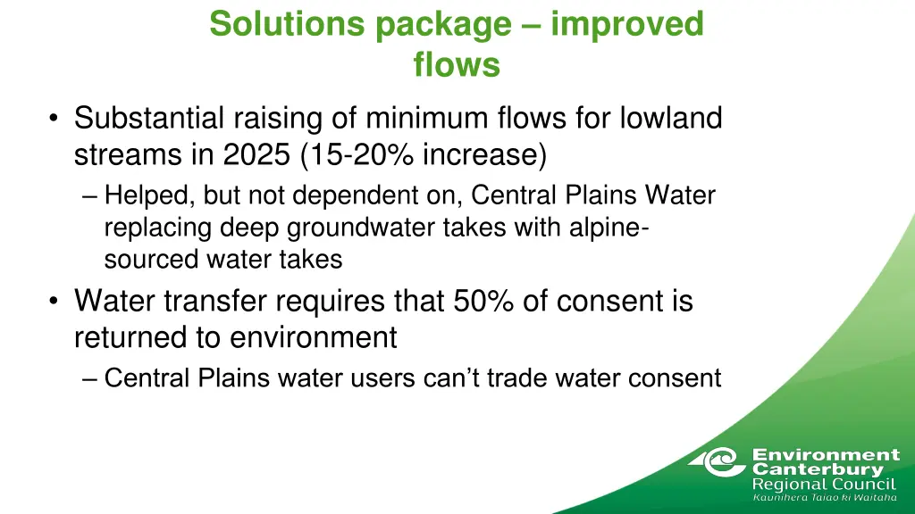 solutions package improved flows substantial