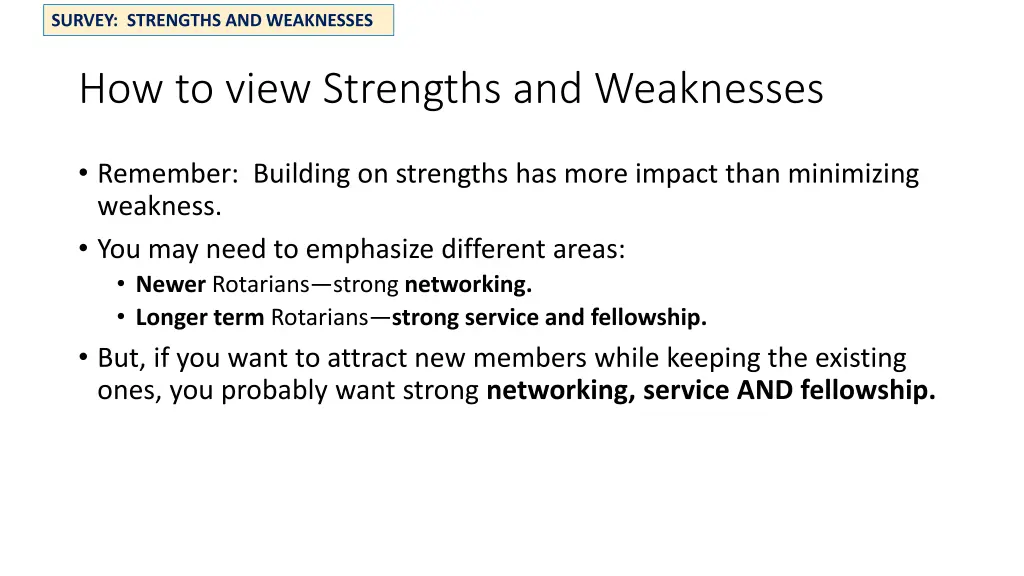 survey strengths and weaknesses