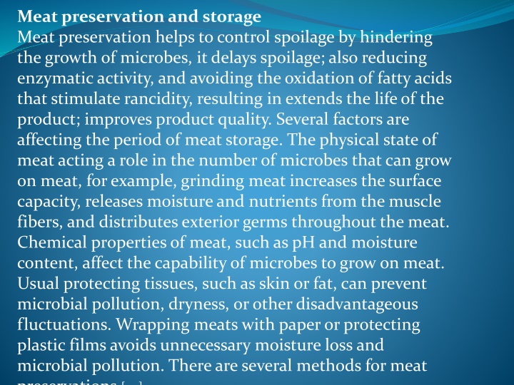 meat preservation and storage meat preservation