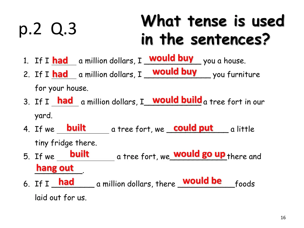 what tense is used in the sentences