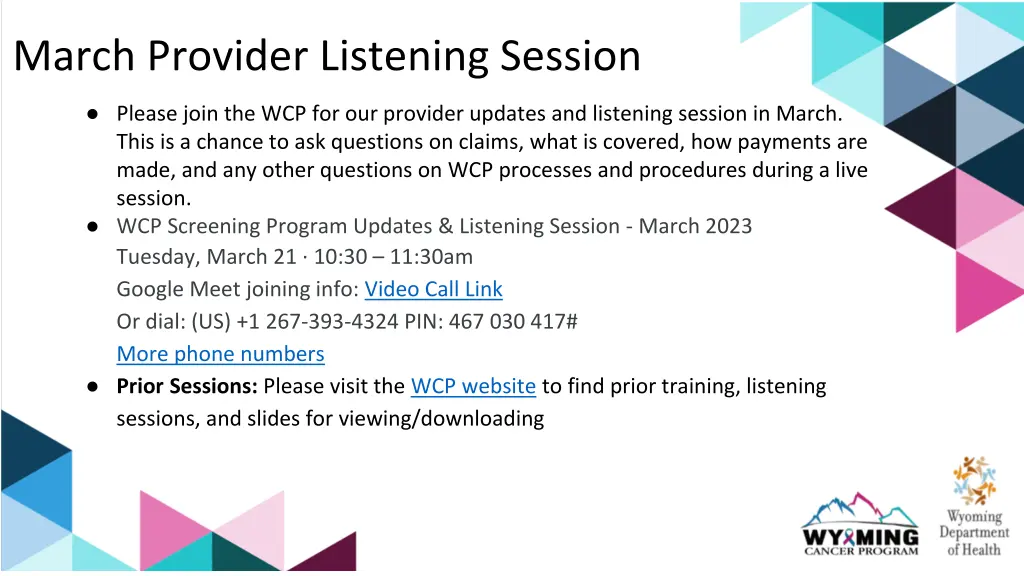 march provider listening session