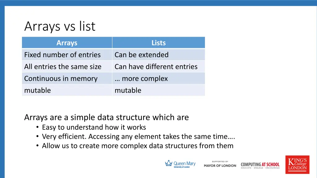 arrays vs list