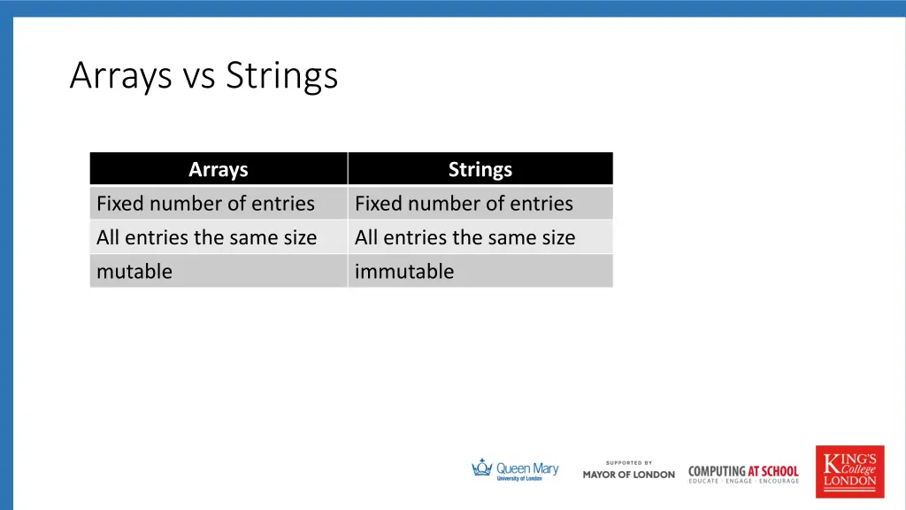 arrays vs strings