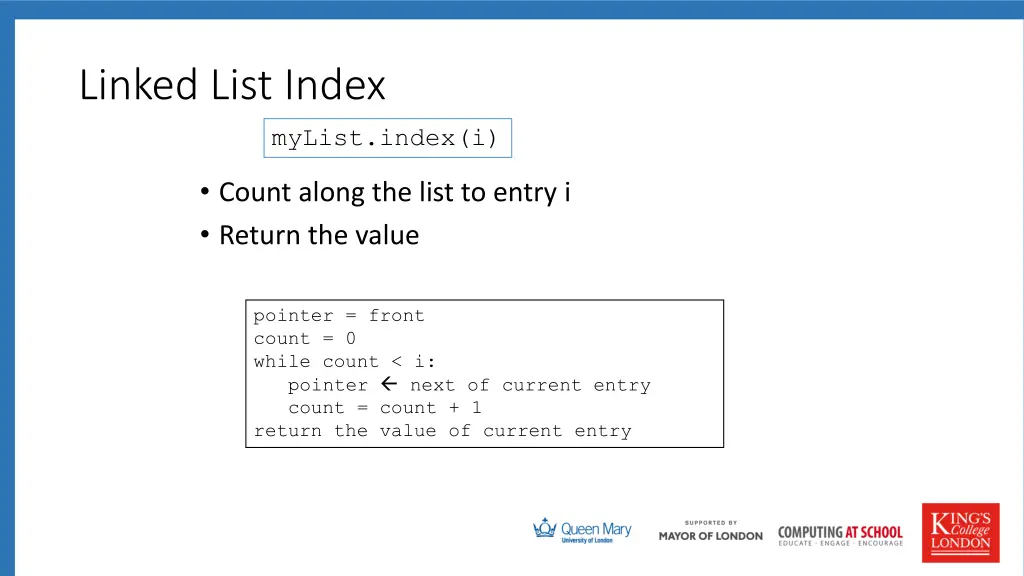 linked list index