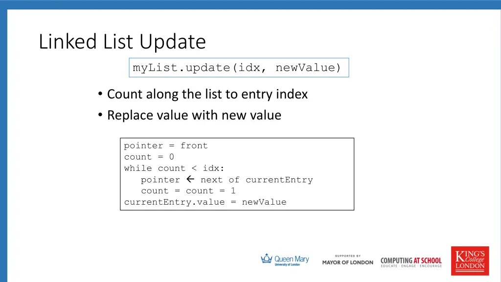 linked list update