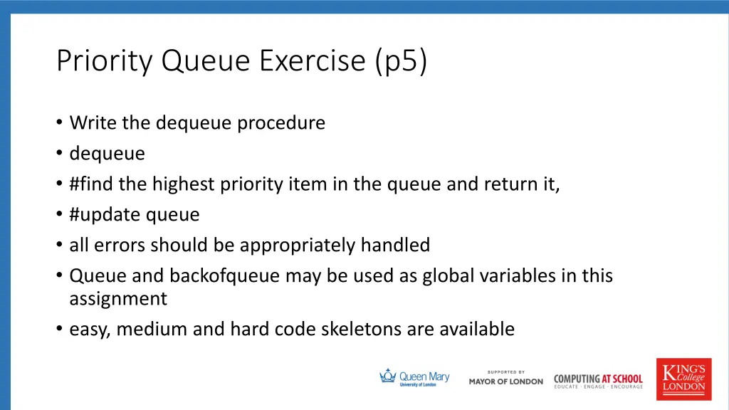 priority queue exercise p5