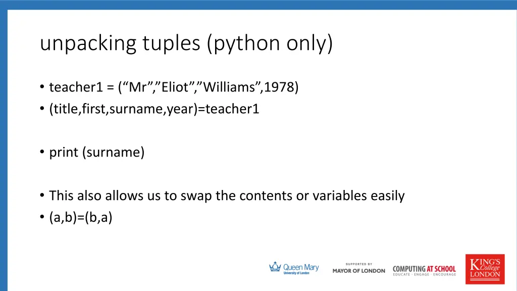 unpacking tuples python only