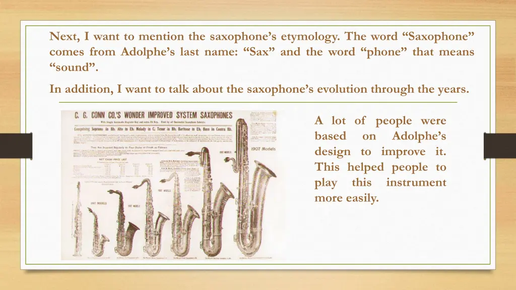 next i want to mention the saxophone s etymology