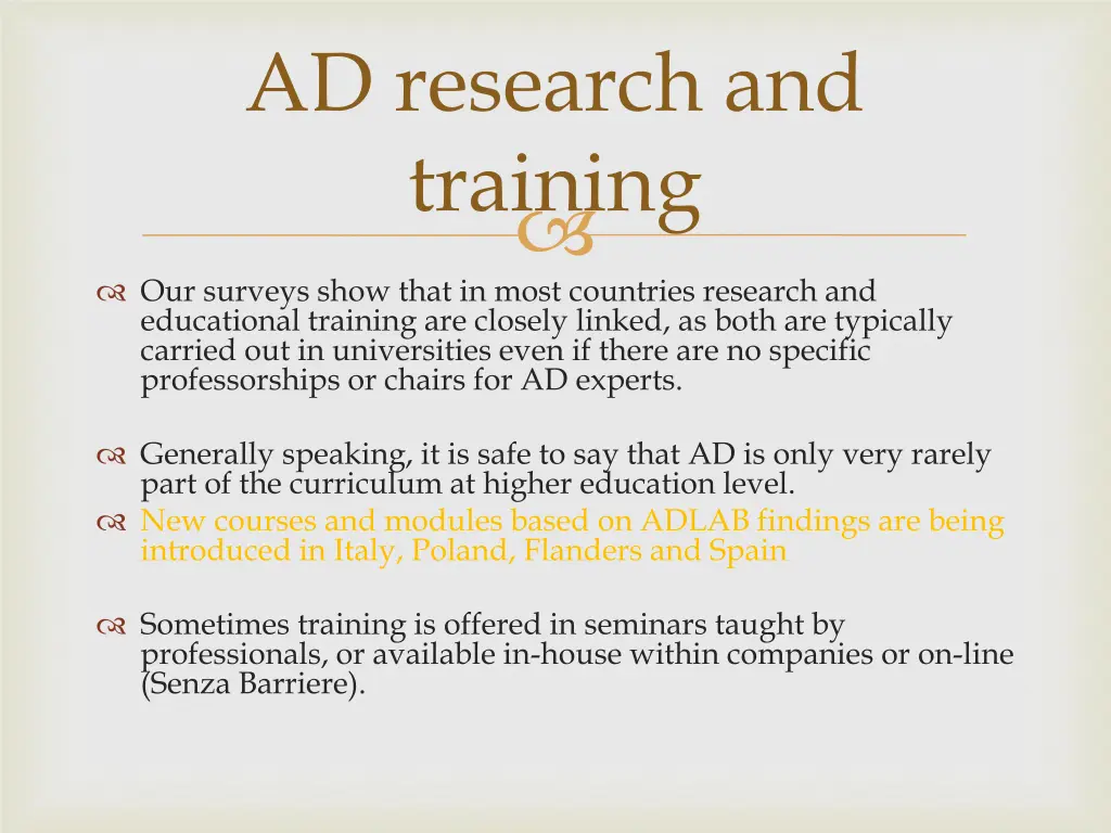 ad research and training