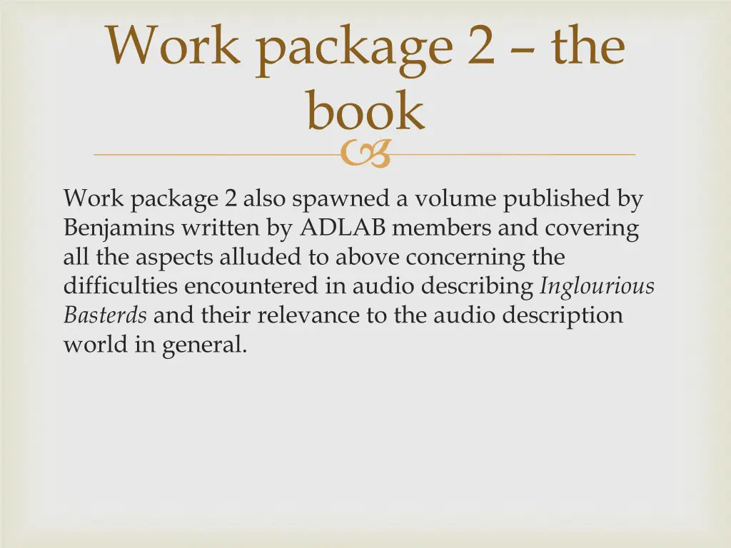 work package 2 the book